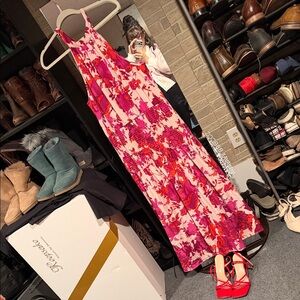 Vibrant Pink Floral Maxi Dress